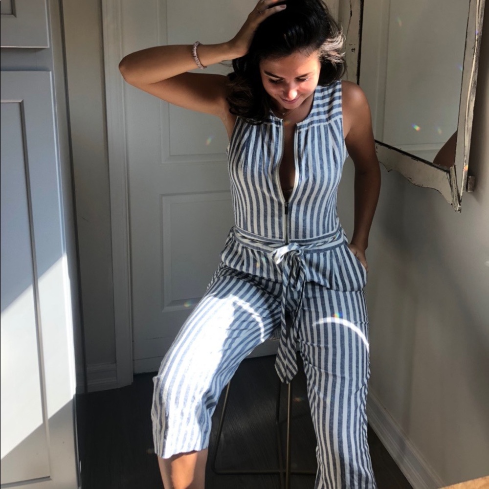SOLID & STRIPED LINEN JUMPSUIT